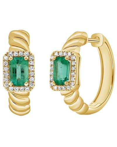 Sabrina Designs 14k 1.28 Ct. Tw. Diamond & Emerald Huggie Earrings - Metallic