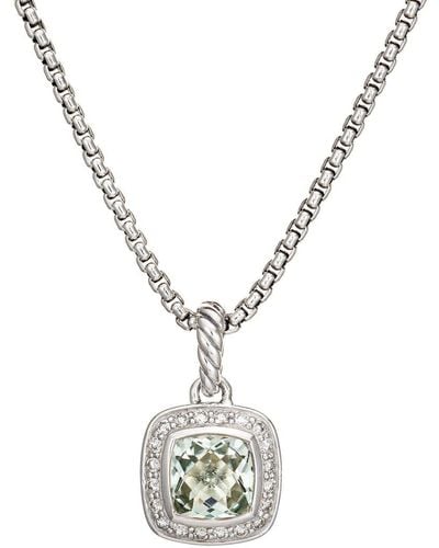 David Yurman 0.17 Ct. Tw. Diamond & Prasiolite Pendant Necklace (Authentic Pre-Owned) - Metallic