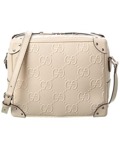 Gucci GG Embossed Leather Shoulder Bag - Natural