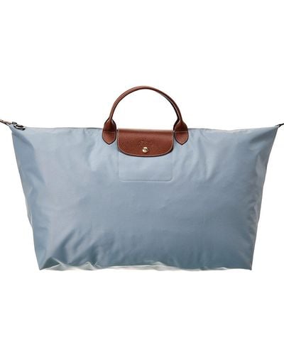 Longchamp Le Pliage Original Medium Canvas & Leather Travel Bag - Blue