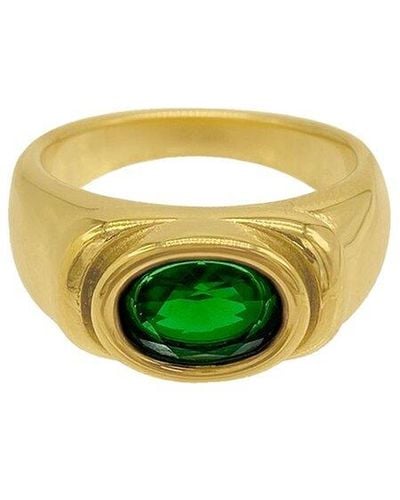 Adornia 14k Plated Statement Ring - Green