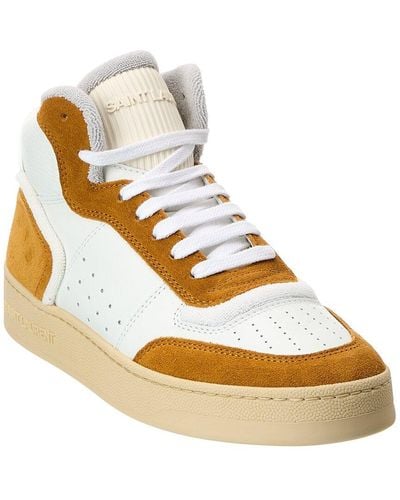Saint Laurent Sl/80 Leather & Suede High-top Sneaker - White