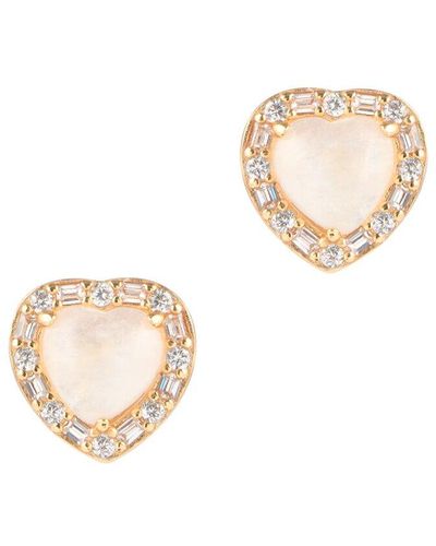 Adornia Fine Jewelry 14k Over Silver 3.00 Ct. Tw. Moonstone Cz Halo Studs - White