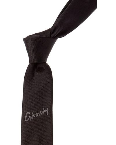 Givenchy Black Logo Itallique Silk Tie
