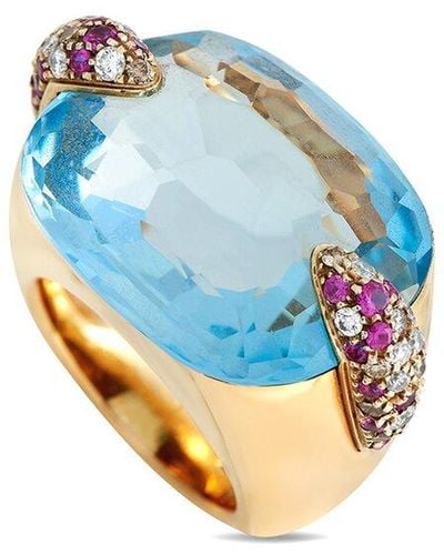 Pomellato Pin Up 18K Sapphire & Topaz Cocktail Ring (Authentic Pre-Owned) - Blue