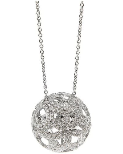 Boucheron 18K 5.54 Ct. Tw. Diamond & Briollete Sapphire Openwork Flower Necklace (Authentic Pre-Owned) - White