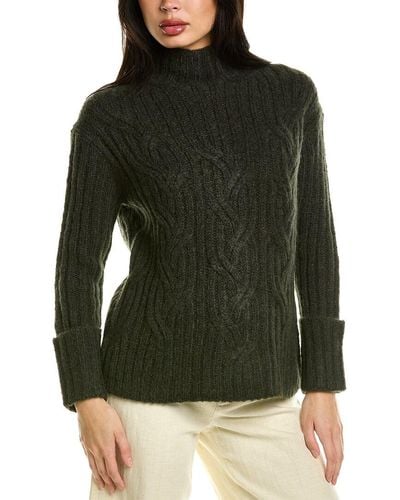 Vince Texture Cable Turtleneck Wool & Cashmere-blend Sweater - Green