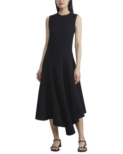 Lafayette 148 New York Sleeveless Asymmetric Wool Dress - Black