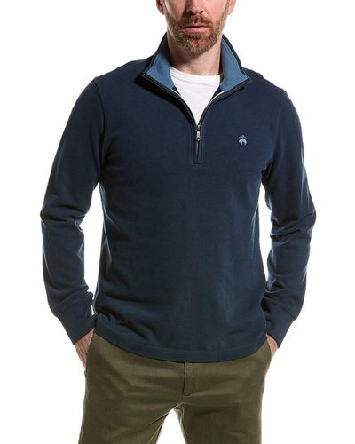 Brooks Brothers Sueded Jersey 1/2-zip Pullover - Blue