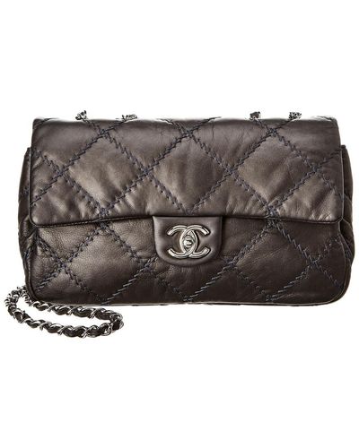 Chanel Stitched Lambskin Coco Luxe Medium Flap Bag Black - Luxury