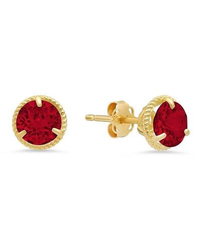 MAX + STONE Max + Stone 14k 1.70 Ct. Tw. Created Ruby Halo Studs - Red