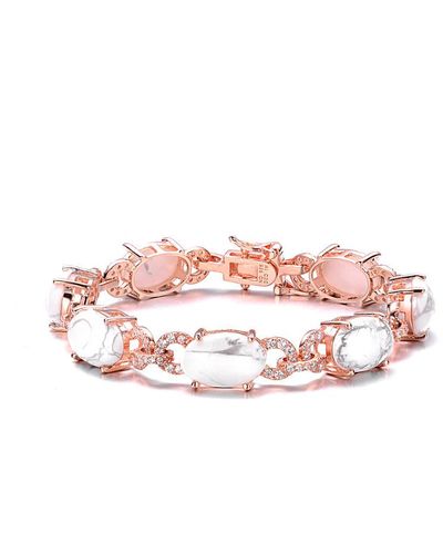 Genevive Jewelry 14k Rose Gold Vermeil Cz & Howlite Bracelet - Pink