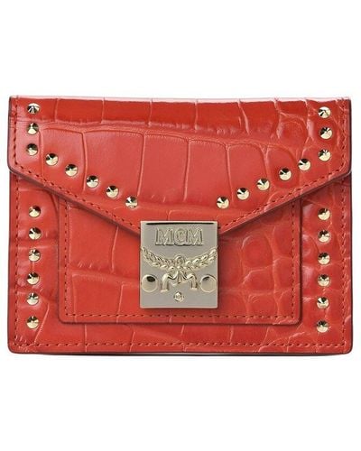 MCM Croc-embossed Leather Wallet - Red
