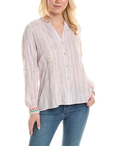 Johnny Was Sylvie Relaxed Button-down Shirt - White