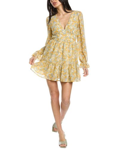 DESTINAIRE Tiered Floral Dress - Yellow