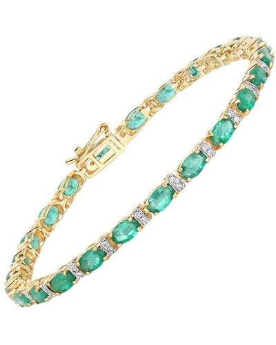Diana M. Jewels Fine Jewellery 14k 4.98 Ct. Tw. Diamond & Emerald Tennis Bracelet - Metallic
