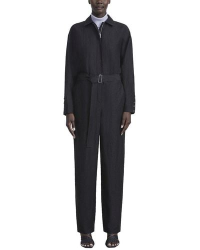 Lafayette 148 New York Tulane Belted Silk Jumpsuit - Black