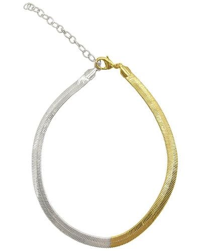 Adornia 14k Plated Water-resistant Herringbone Snake Chain Necklace - Metallic