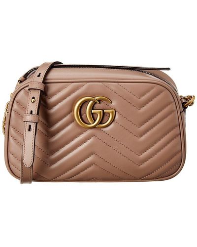 Gucci GG Marmont Small Matelasse Leather Crossbody Camera Bag - Brown