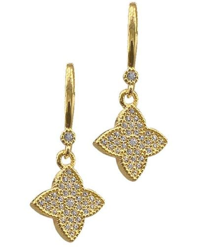 Adornia 14k Plated Crystal Clover Drop Earrings - Metallic