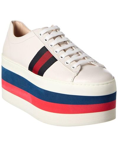 Gucci Peggy Leather Platform Sneaker - White