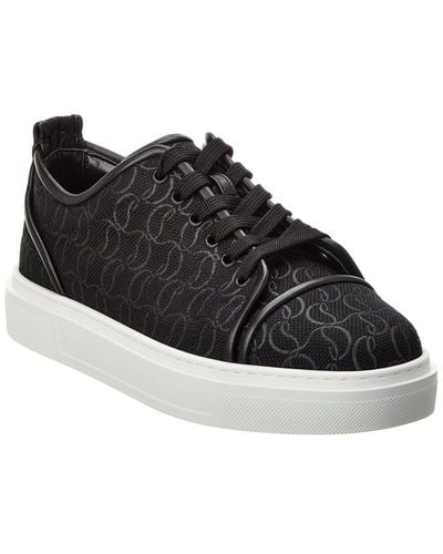 Christian Louboutin Adolon Junior Jacquard Canvas & Leather Sneaker - Black