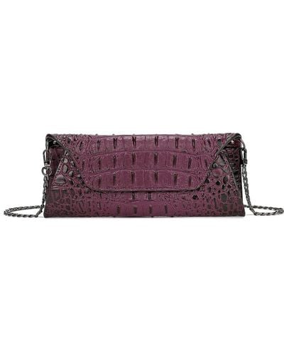 Tiffany & Fred Paris Embossed Leather Clutch - Purple