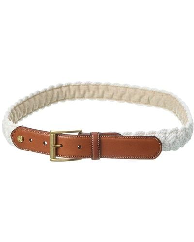 Brooks Brothers Nantucket Rope & Leather Belt - White