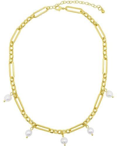 Adornia 14k Plated 6.35mm Pearl Stackable Necklace - Metallic