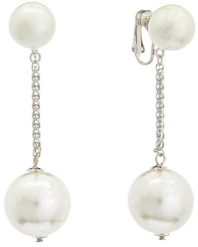 Kenneth Jay Lane Rhodium Plated Dangle Clip-on Earrings - White