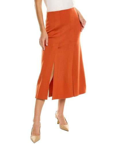 St. John Milano Paneled Wool Skirt - Orange