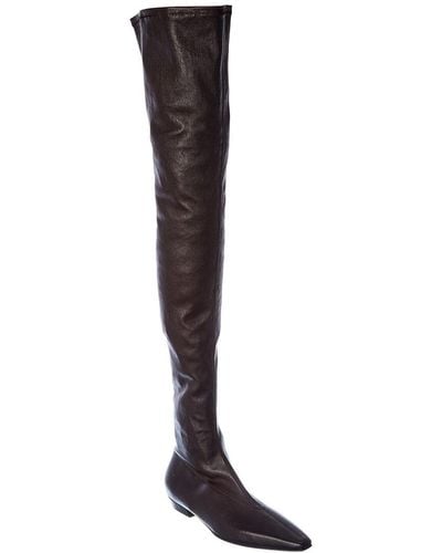 Bottega Veneta Almond Leather Over-the-knee Boot - Black