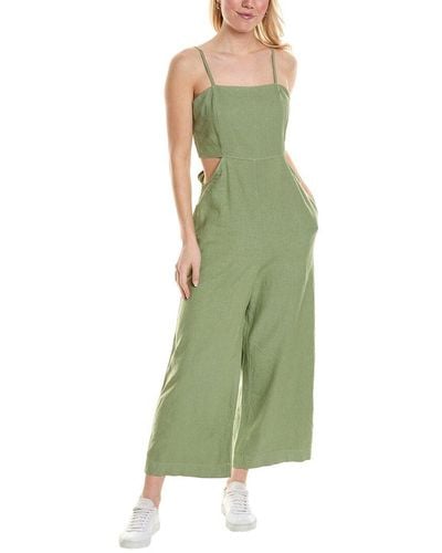 Stateside Wide Leg Linen-blend Jumpsuit - Green