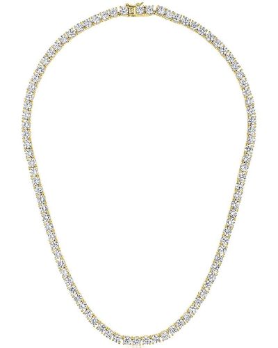 Genevive Jewelry 14k Over Silver Cz Necklace - Metallic