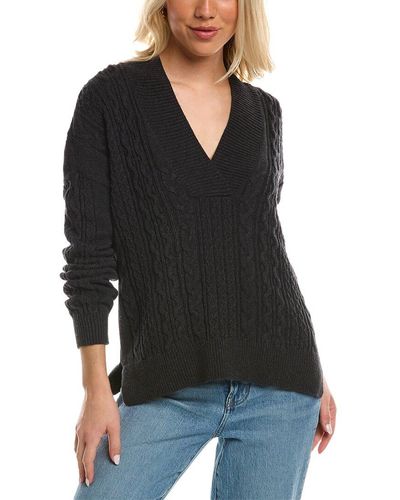 Lilla P Shawl Collar Cashmere-blend Cable Sweater - Black