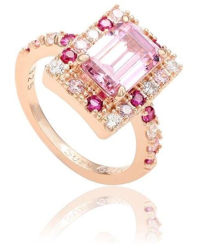 Suzy Levian Silver Cz Ring - Pink