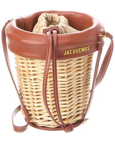 Jacquemus Le Panier Seau Wicker & Leather Bucket Bag - Pink