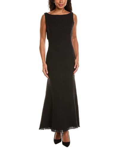 Oscar de la Renta Tweed Silk-lined Midi Dress - Black
