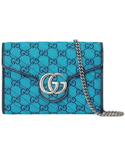 Gucci Gg Marmont 2.0 Coated Canvas & Leather Shoulder Bag - Blue
