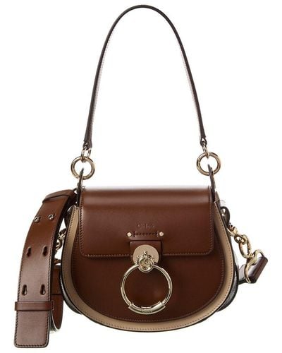Chloé Tess Small Leather Shoulder Bag - Brown