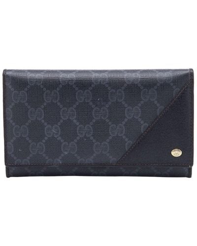 Gucci Coated Canvas & Leather Flap Continental Wallet (Authentic Pre- Owned) - Blue