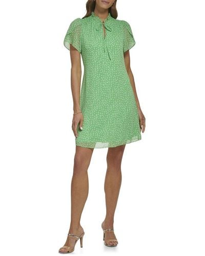 DKNY Envelope Sleeve Ruffle Dress - Green