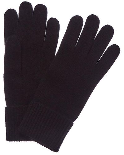 Portolano Cable Knit Cuff Cashmere Gloves - Black