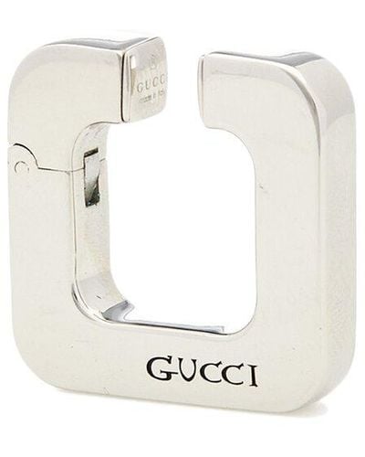 Gucci Logo Engraved Earring - White