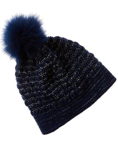 Forte Lux Cable Pompom Wool & Cashmere-blend Hat - Blue