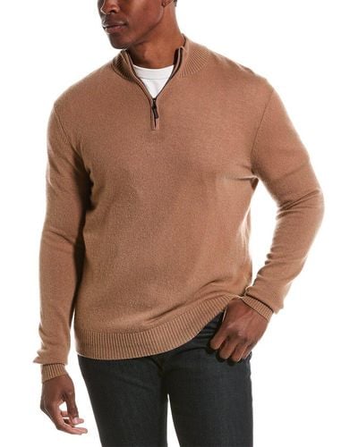 Qi Cashmere 1/4-zip Pullover - Brown