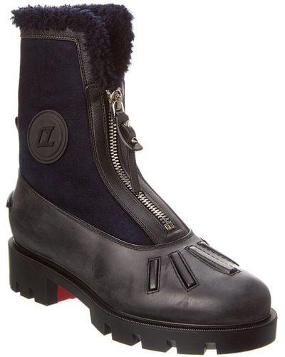 Christian Louboutin Glory Suede & Rubber Boot - Black