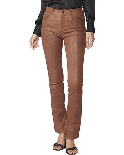 PAIGE Constance Skinny Leather Trouser - Brown