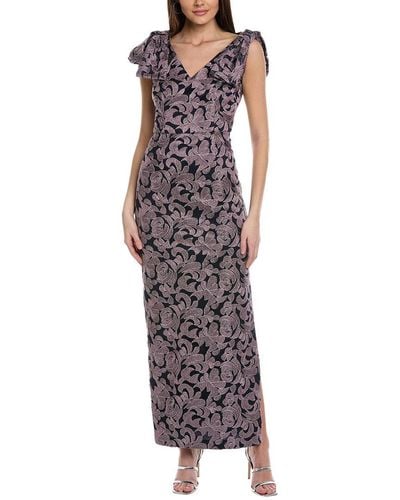 JS Collections Gwendolyn Bow Column Gown - Purple