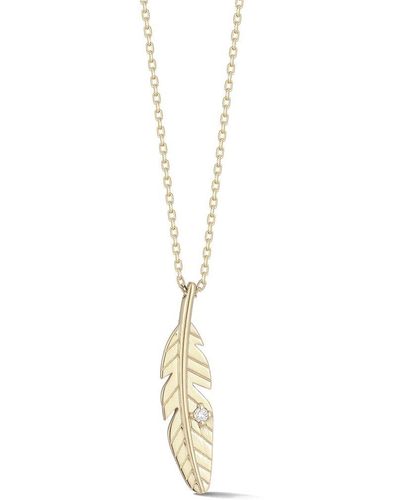 Ember Fine Jewelry 14k 0.02 Ct. Tw. Diamond Feather Necklace - Metallic